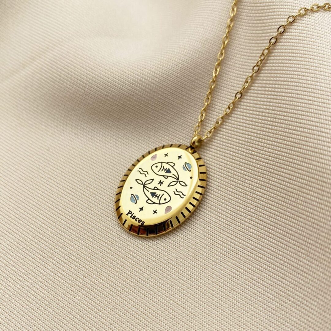 Pisces Zodiac Enamel Necklace