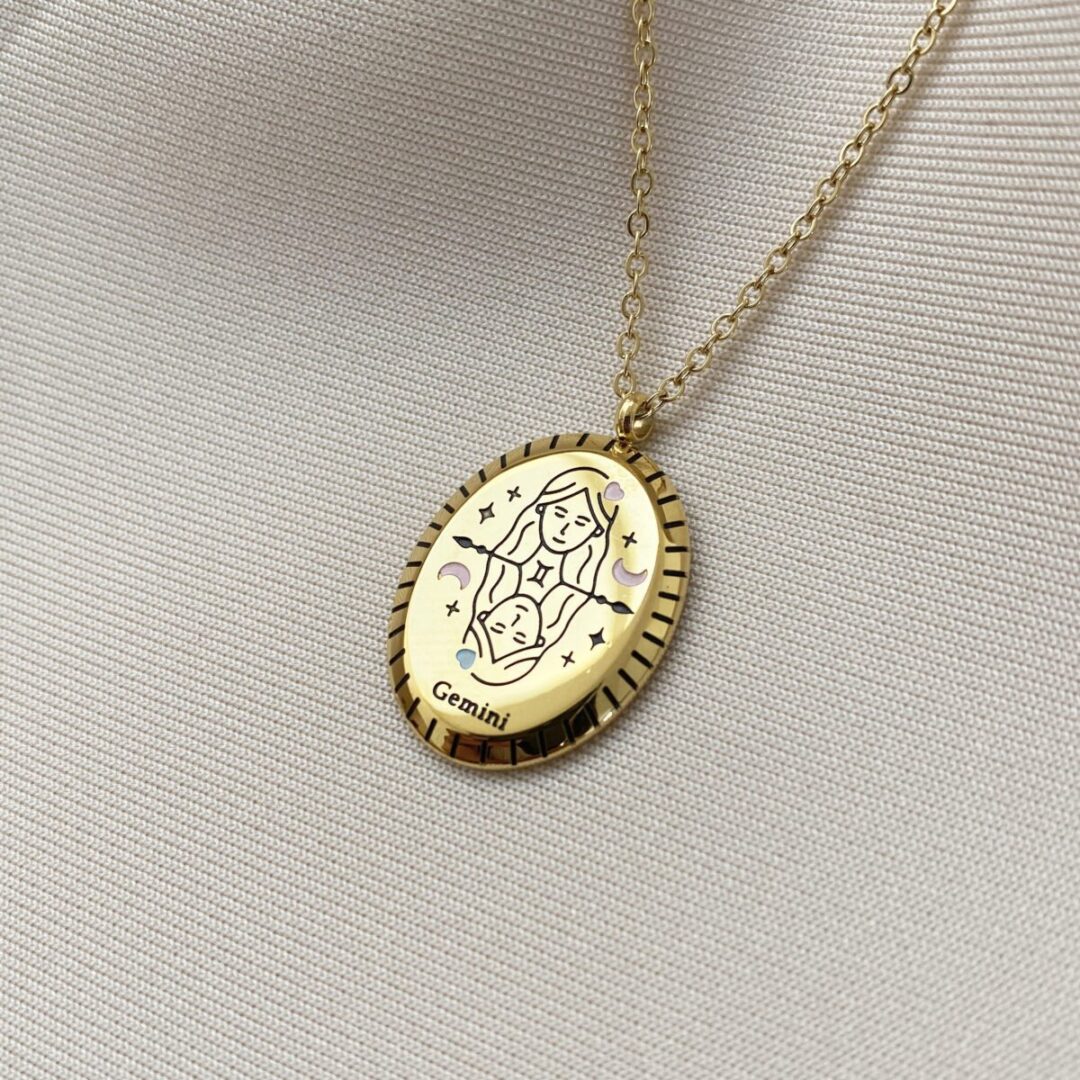 Gemini Zodiac Enamel Necklace