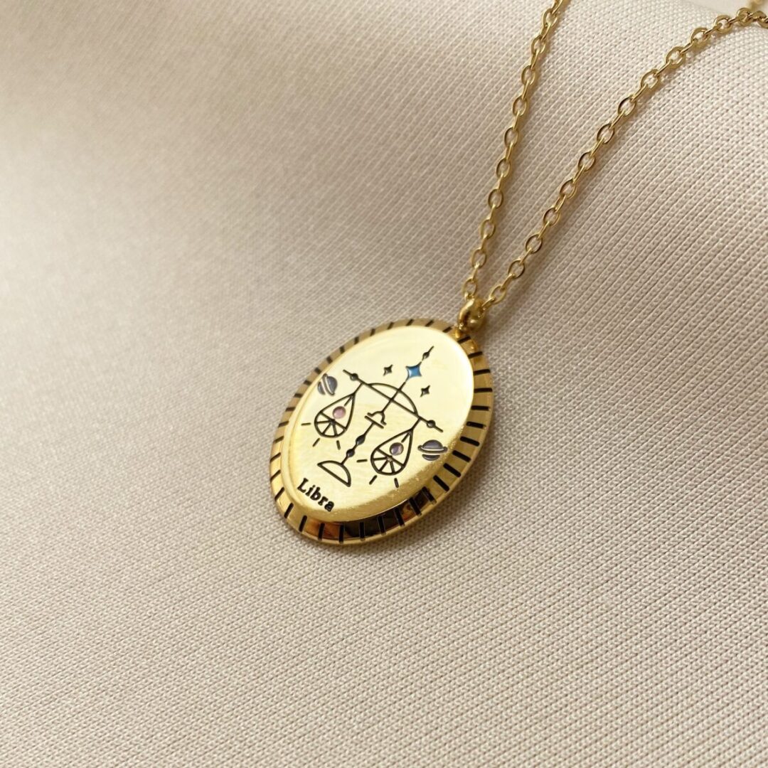 Libra Zodiac Enamel Necklace