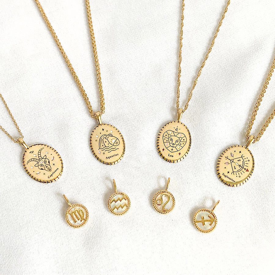 Aquarius Zodiac Enamel Necklace - Imagen 5